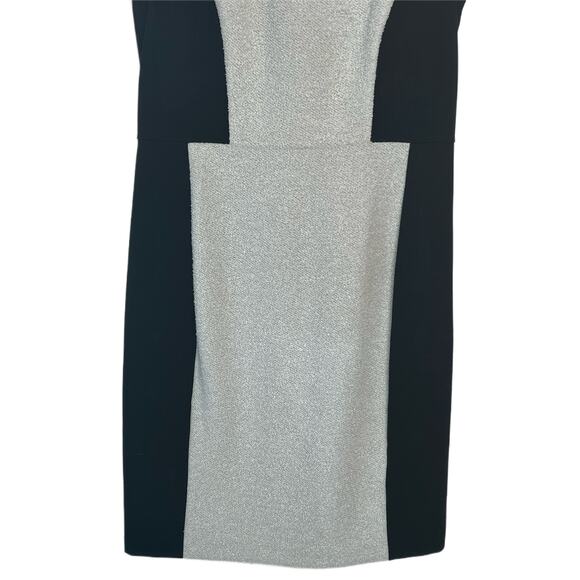 DKNY B & W Color Block Sleeveless Faux Leather Cap Sleeve Over Knee Dress Size 6 - Picture 2 of 10
